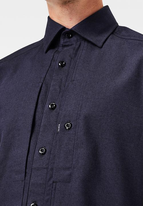 G-STAR - Panelled pocket slim long sleeve shirt - navy