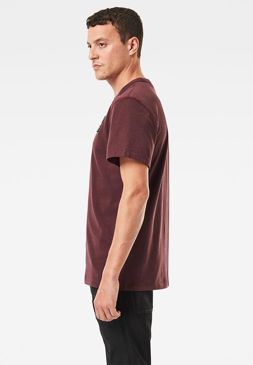 G-STAR - Badge logo+ r short sleeve tee - burgundy
