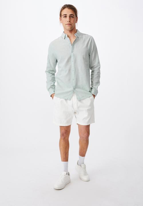 Cotton On - Linen cotton long sleeve shirt - jade