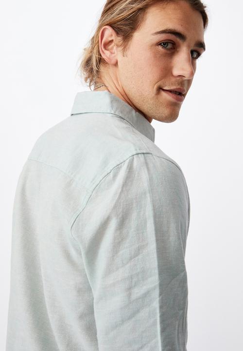 Cotton On - Linen cotton long sleeve shirt - jade