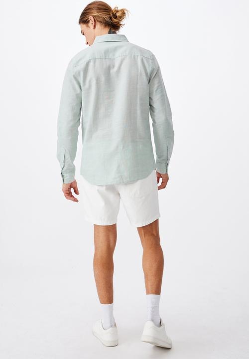 Cotton On - Linen cotton long sleeve shirt - jade