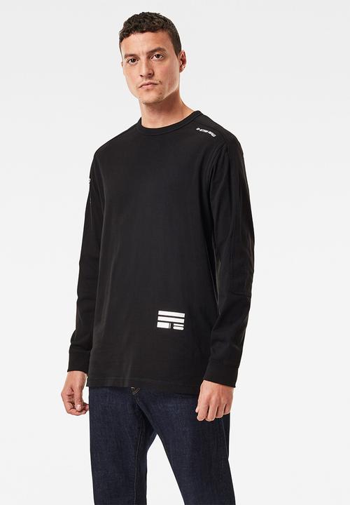 G-STAR - Multi logo+ korpaz r long sleeve  - black