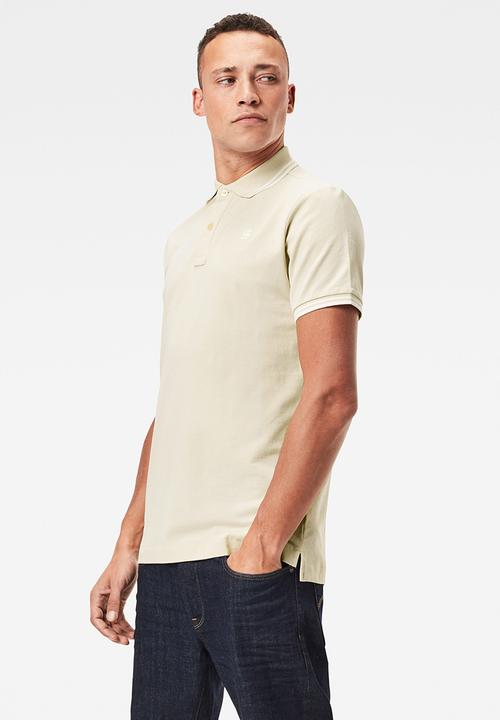 G-STAR - Dunda slim stripe short sleeve polo - milk