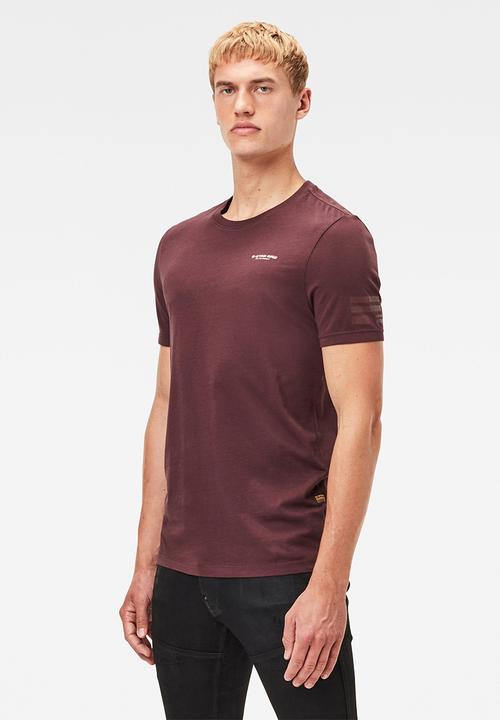 G-STAR - Text gr slim r short sleeve tee - burgundy 
