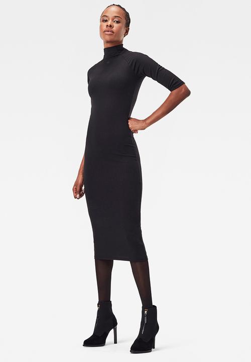 G-STAR - Mock slim dress 1\2 sleeve - black