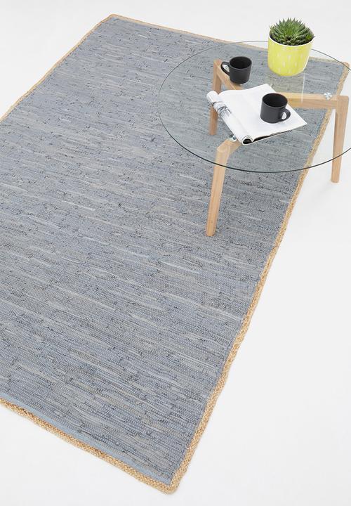 Sixth Floor - Hemp and leather rug - grey