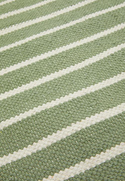 Sixth Floor - Woven striped bath mat - green