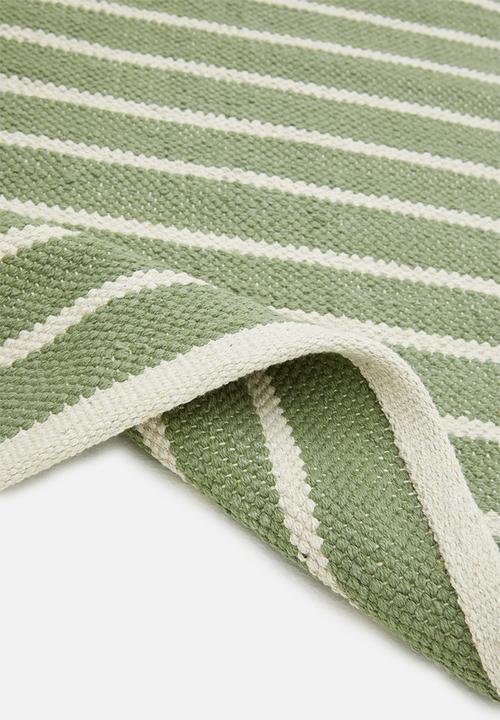 Sixth Floor - Woven striped bath mat - green