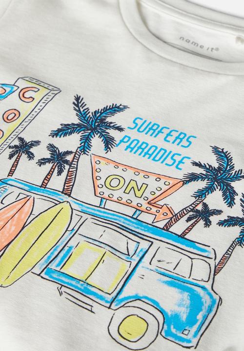 Name It - Fancy short sleeve boxy tee - white