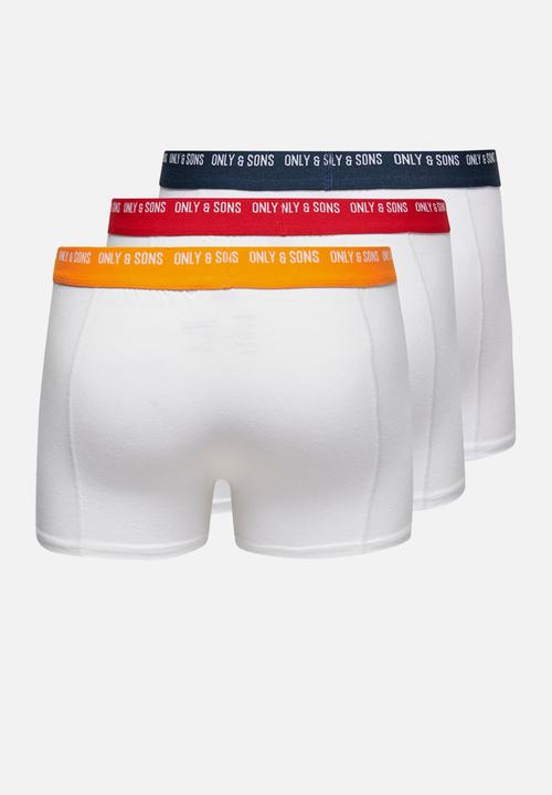 Only & Sons - Albert solid white trunk 3- pack - white