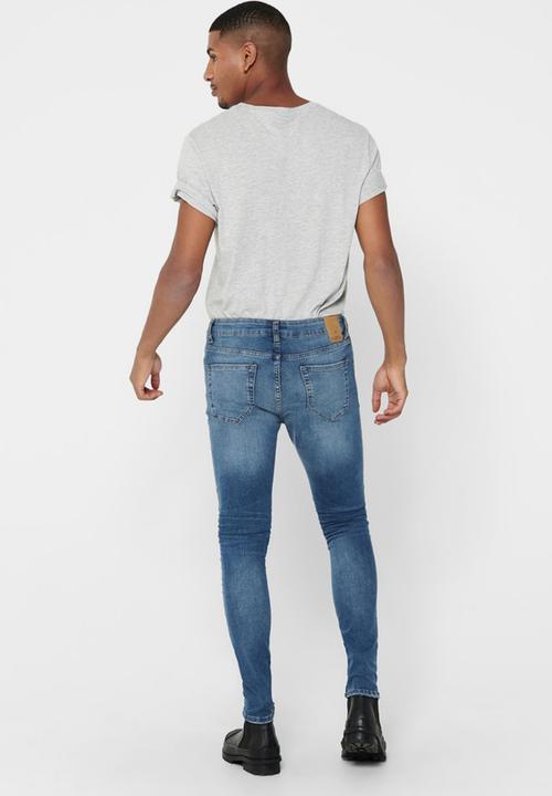 Only & Sons - Warp life skinny blue dcc jeans - mid blue