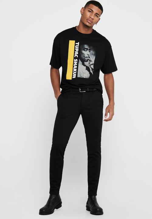 Only & Sons - Tupac life ovz short sleeve tee - black