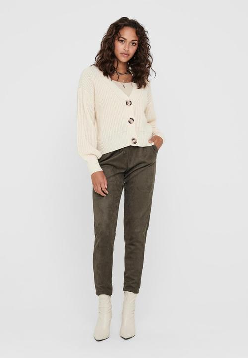 Jacqueline de Yong - Justy long sleeve short cardigan knit - neutral
