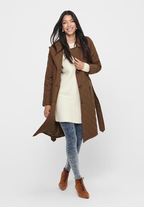 Jacqueline de Yong - Tora long quilt trenchcoat - brown 