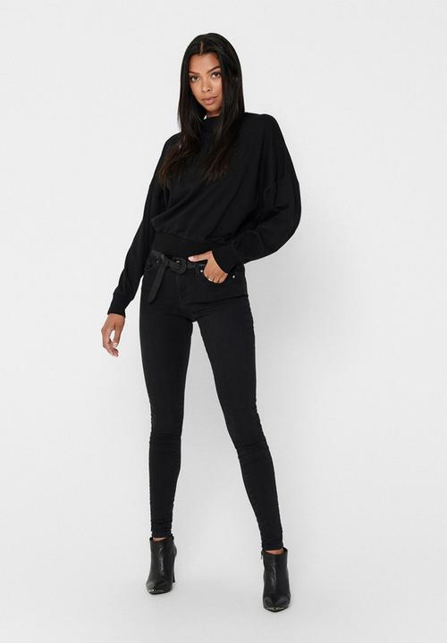 Jacqueline de Yong - Gianna life long sleeve oversized sweat - black