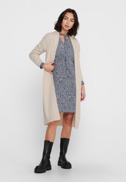 Jacqueline de Yong - Firez long sleeve long cardigan knit - neutral