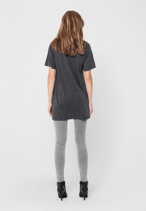 Jacqueline de Yong - Kris life short sleeve oversize top - grey 