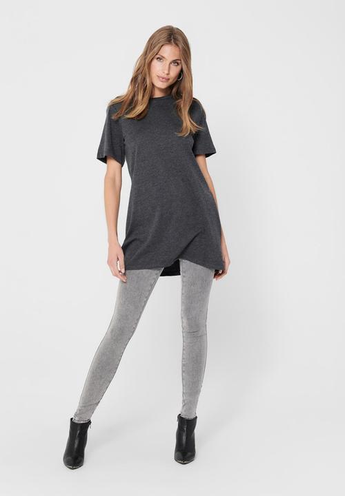 Jacqueline de Yong - Kris life short sleeve oversize top - grey 