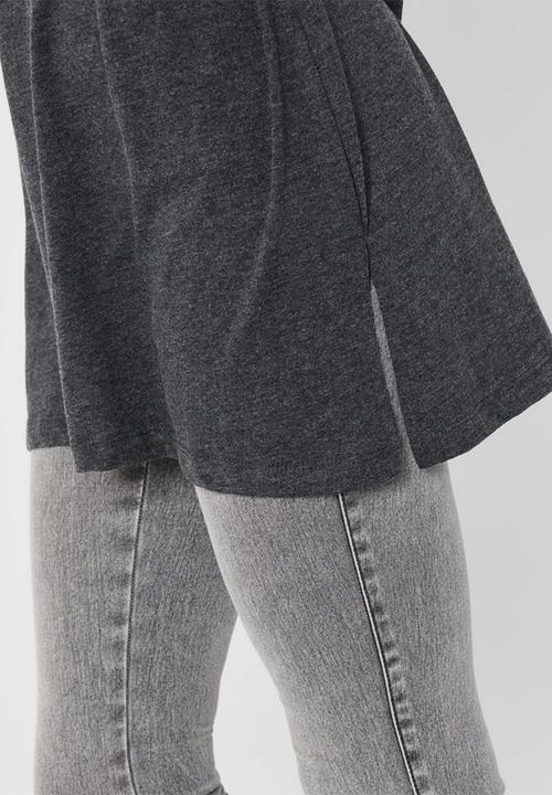 Jacqueline de Yong - Kris life short sleeve oversize top - grey 