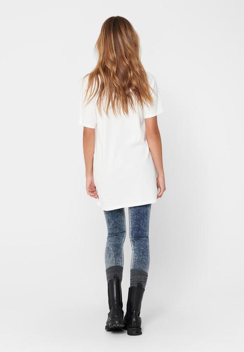 Jacqueline de Yong - Kris life short sleeve oversize top - white