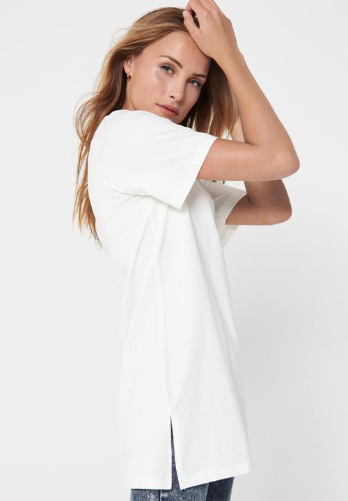 Jacqueline de Yong - Kris life short sleeve oversize top - white