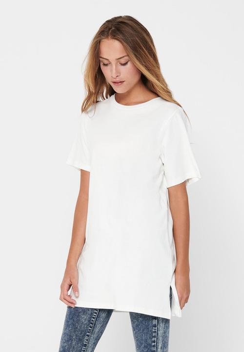Jacqueline de Yong - Kris life short sleeve oversize top - white