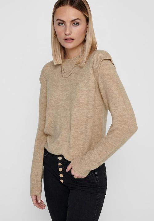 Jacqueline de Yong - Rachel long sleeve pullover knit - oatmeal