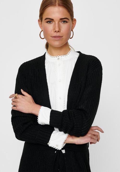 Jacqueline de Yong - Gurli long sleeve belt cardigan knit - black
