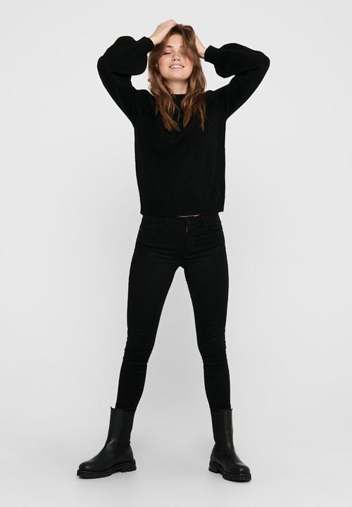 Jacqueline de Yong - Idina  long sleeve pullover knit - black