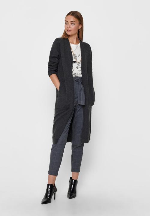 Jacqueline de Yong - Firez long sleeve long cardigan knit - grey