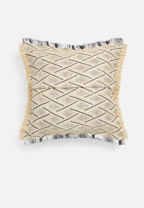 Sixth Floor - Coron raffia outdoor cushion - grey & natural