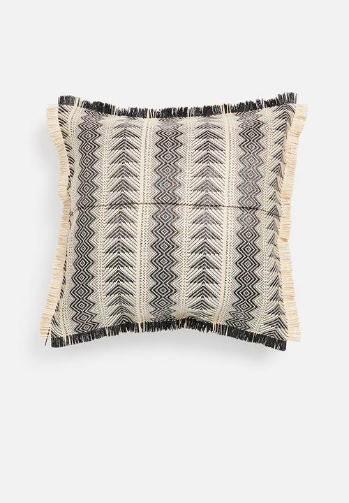 Sixth Floor - Paros raffia outdoor cushion cover - black & natural