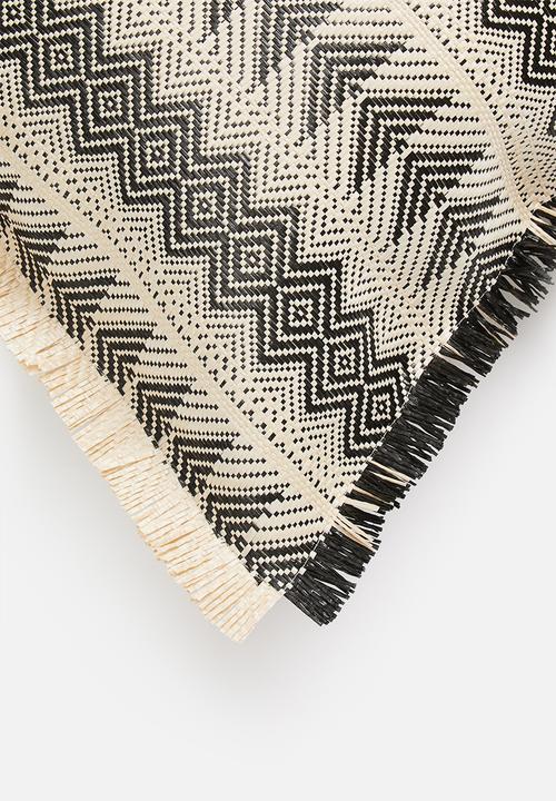Sixth Floor - Paros raffia outdoor cushion cover - black & natural