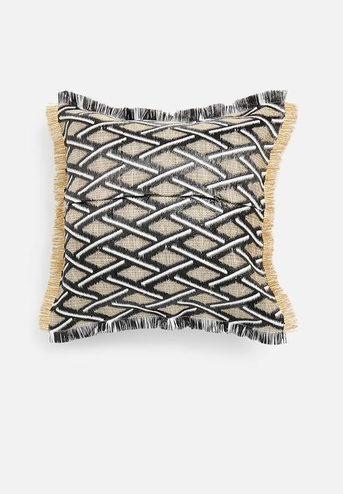 Sixth Floor - Coron raffia outdoor cushion - black & natural