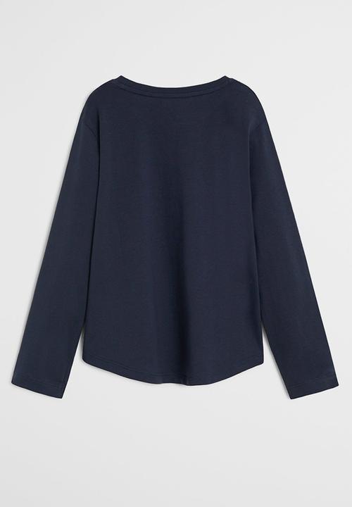 MANGO - Basica plain tee - navy