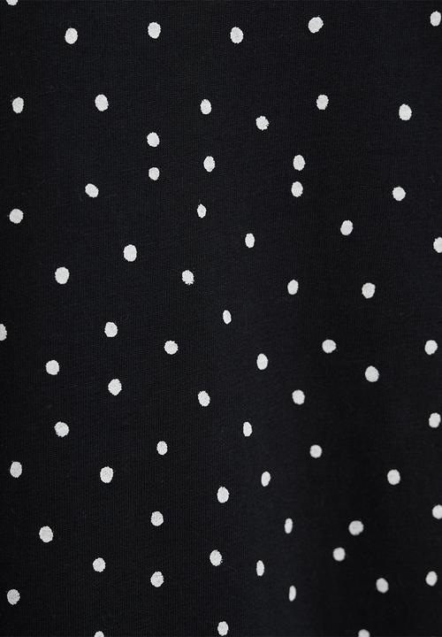 MANGO - Basicap polkadot tee - black