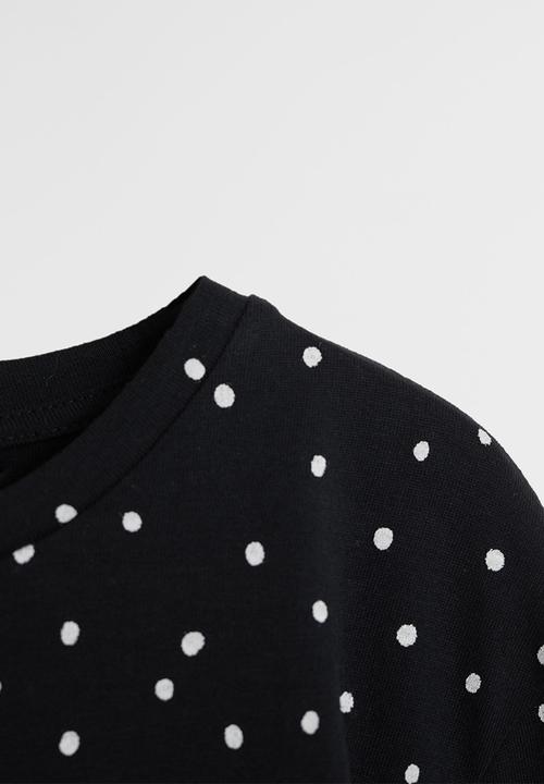 MANGO - Basicap polkadot tee - black