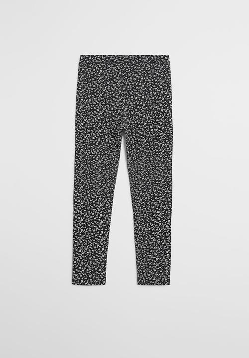 MANGO - Elio patterned leggings - black & white 