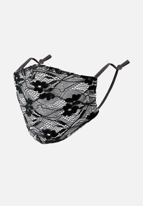 Sophie Moda - 2 pack lace face mask - black & white