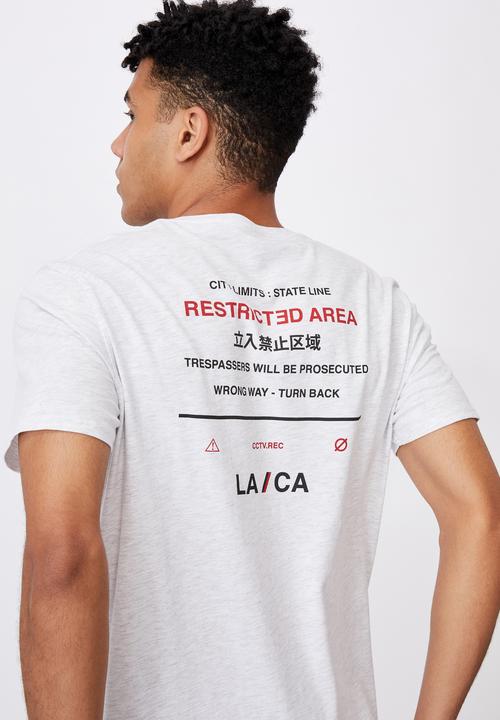 Factorie - Curved graphic t shirt - silver marle
