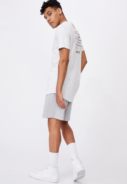 Factorie - Curved graphic t shirt - silver marle
