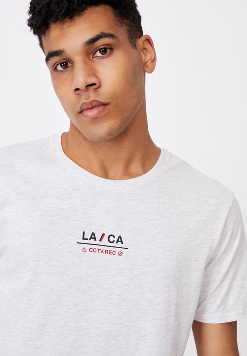 Factorie - Curved graphic t shirt - silver marle