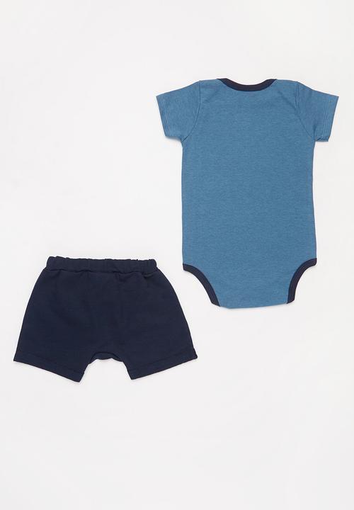 Quimby - Boys bodysuit & shorts set - navy blue