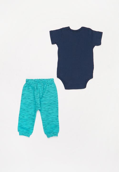 Quimby - Boys ribbed bodysuit & pants set - blue