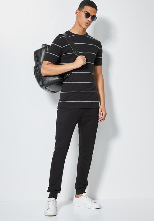 Superbalist - Nate short sleeve horizontal stripe tee - black & white