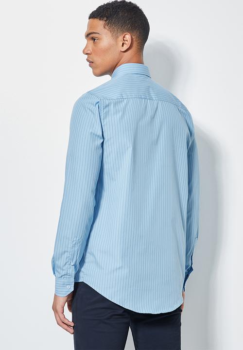 Superbalist - Jos slim fit long sleeve stripe shirt - blue & black 