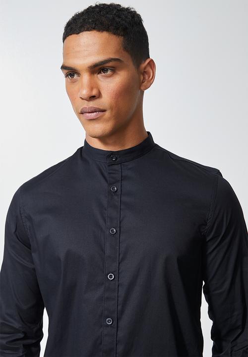 Superbalist - Wu slim stretch mandarin shirt - navy 