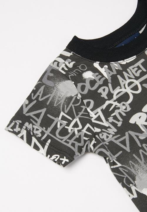 Quimby - Baby boys printed romper - black & grey 