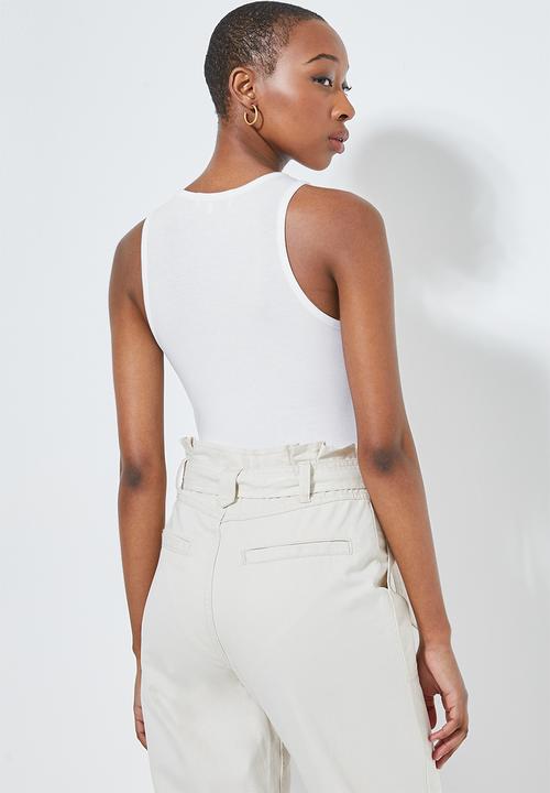 Superbalist - 2 Pack hi neck cutaway bodysuit - tobacco & white