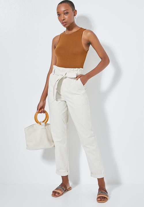 Superbalist - 2 Pack hi neck cutaway bodysuit - tobacco & white